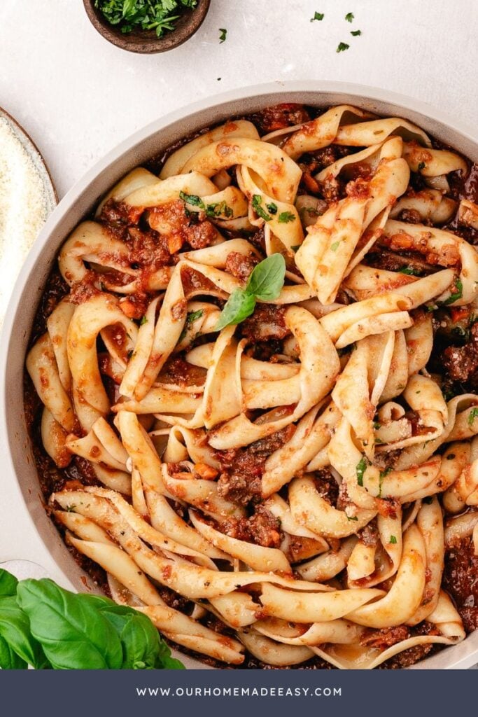 plated homemade bolognese sauce