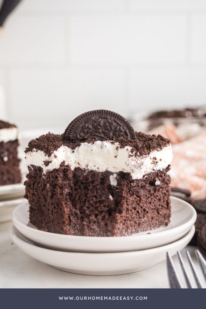 Chocolate tres leches cake with Oreo topping