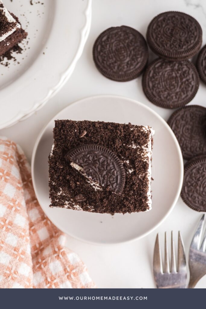 looking down at Oreo chocolate cake