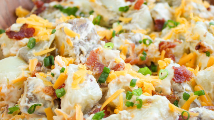 An easy loaded baked potato salad recipe perfect for BBQs or weeknight dinners