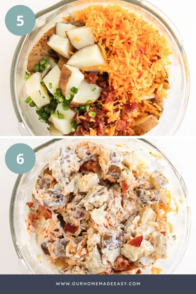 step by step collage how to make baked potato salad