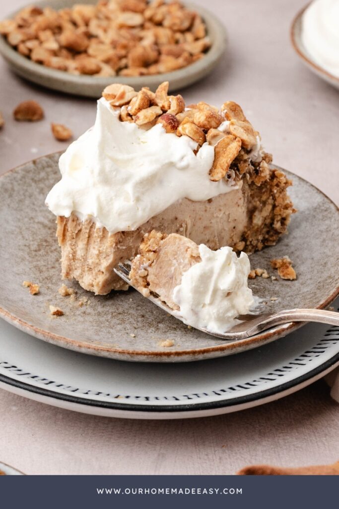 bite shot of PB ice cream pie
