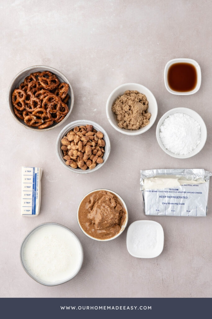no bake peanut butter pie ingredients on countertop