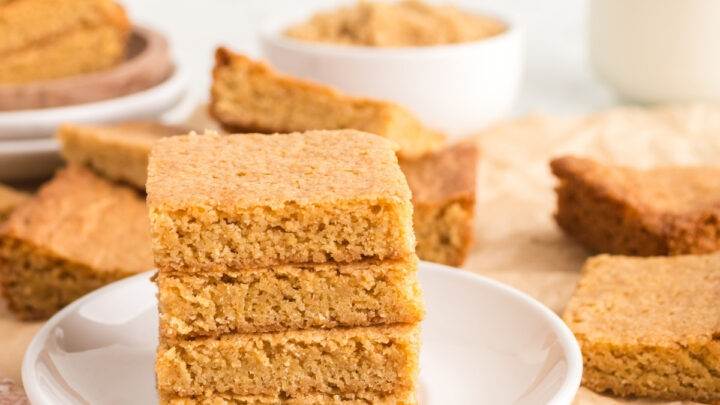 brown butter blondies finished on plate