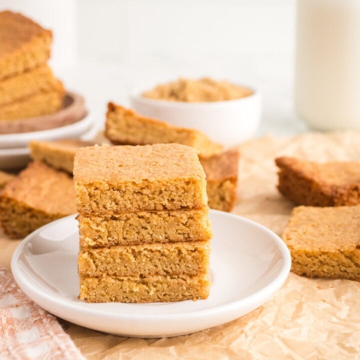 brown butter blondies finished on plate