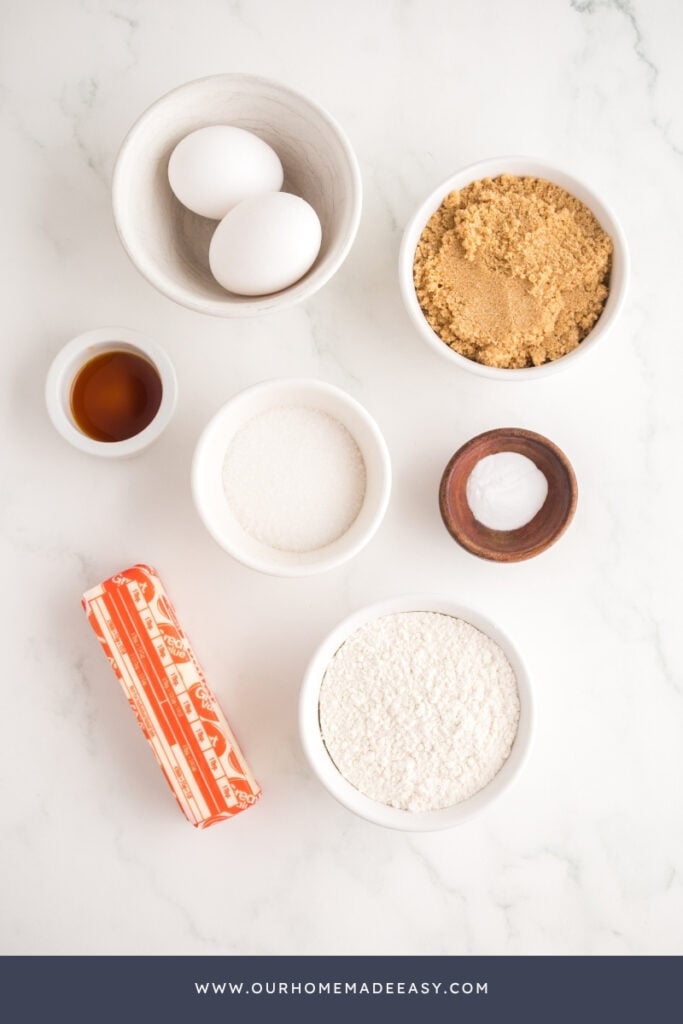 brown butter blondie ingredients on countertop