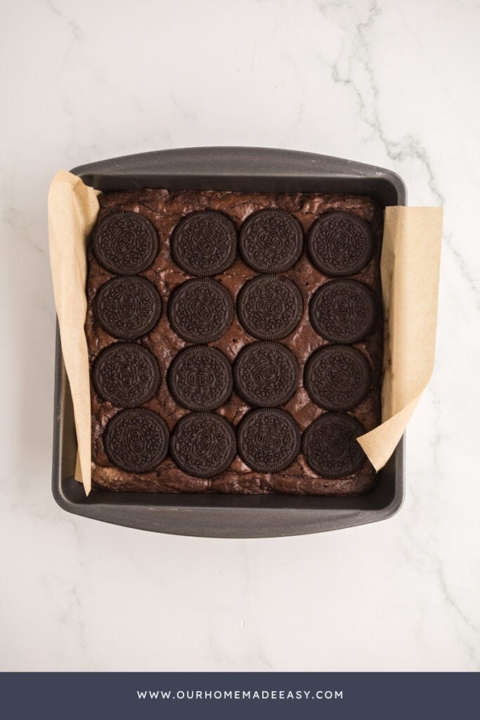 Oreo Brownies cooling in pan