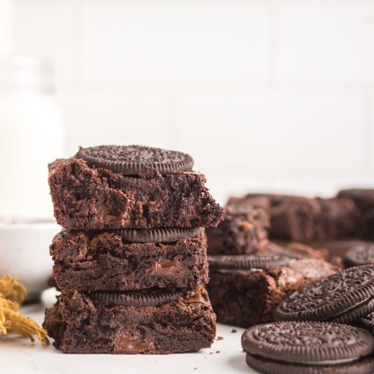 easy oreo brownies, better than box mix finished