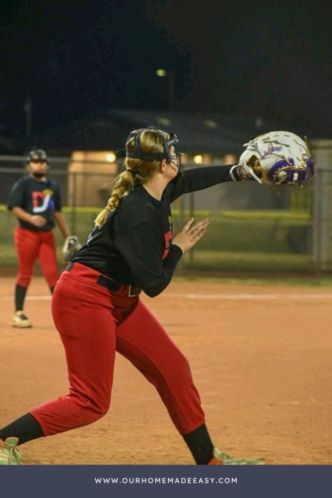 12U Fastpitch player on field