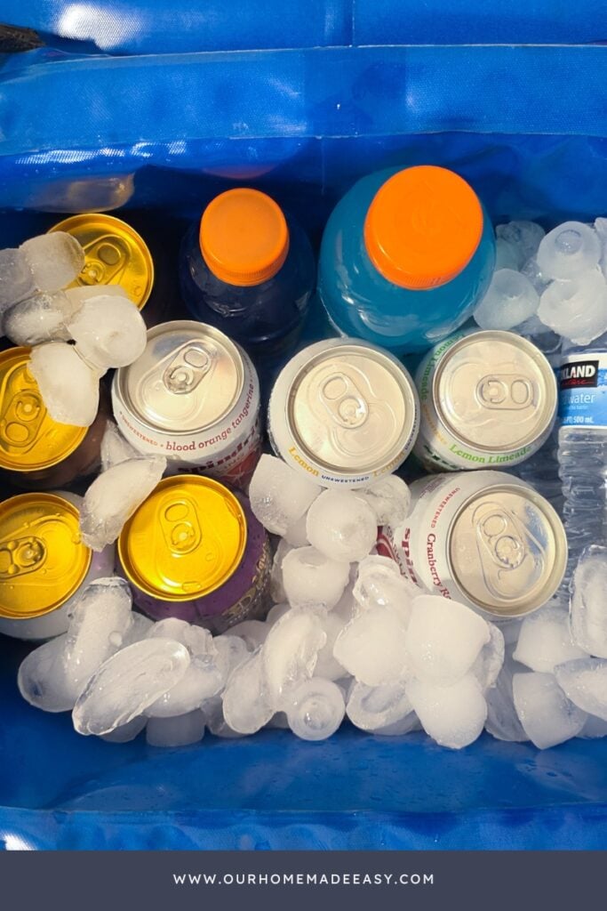 drinks in ice in soft cooler