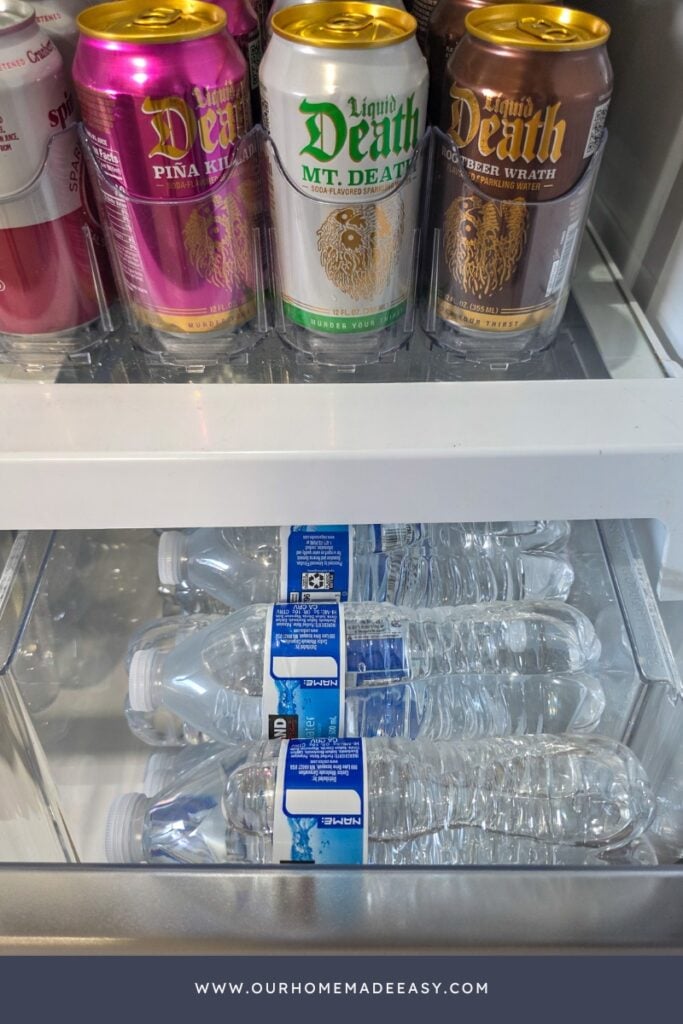 bottled water in fridge