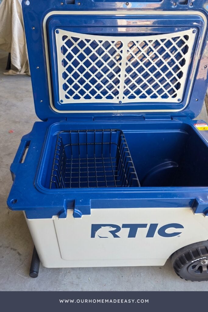 RTIC Cooler Dry basket to keep food cool and dry