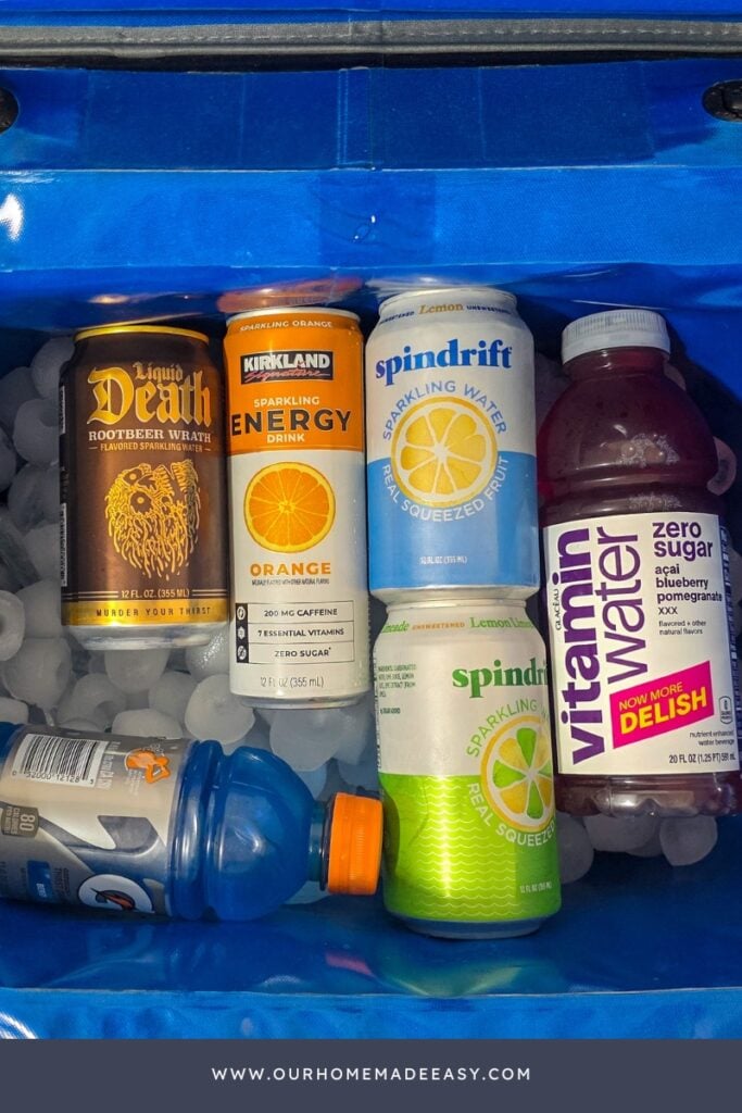Drinks in soft sided cooler with ice; What to Pack in a Tournament Cooler