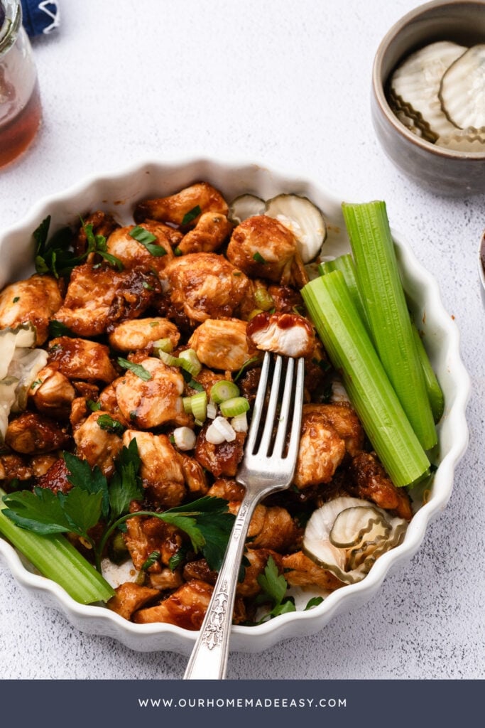 plated chicken bites dinner idea