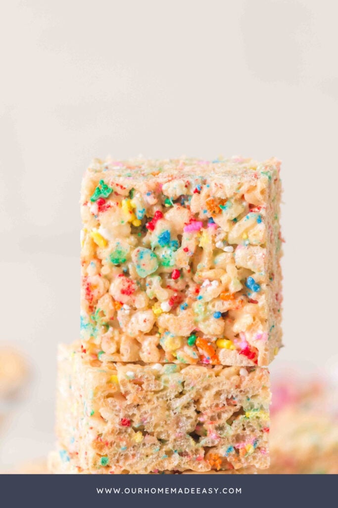 sliced homemade rice krispie treat