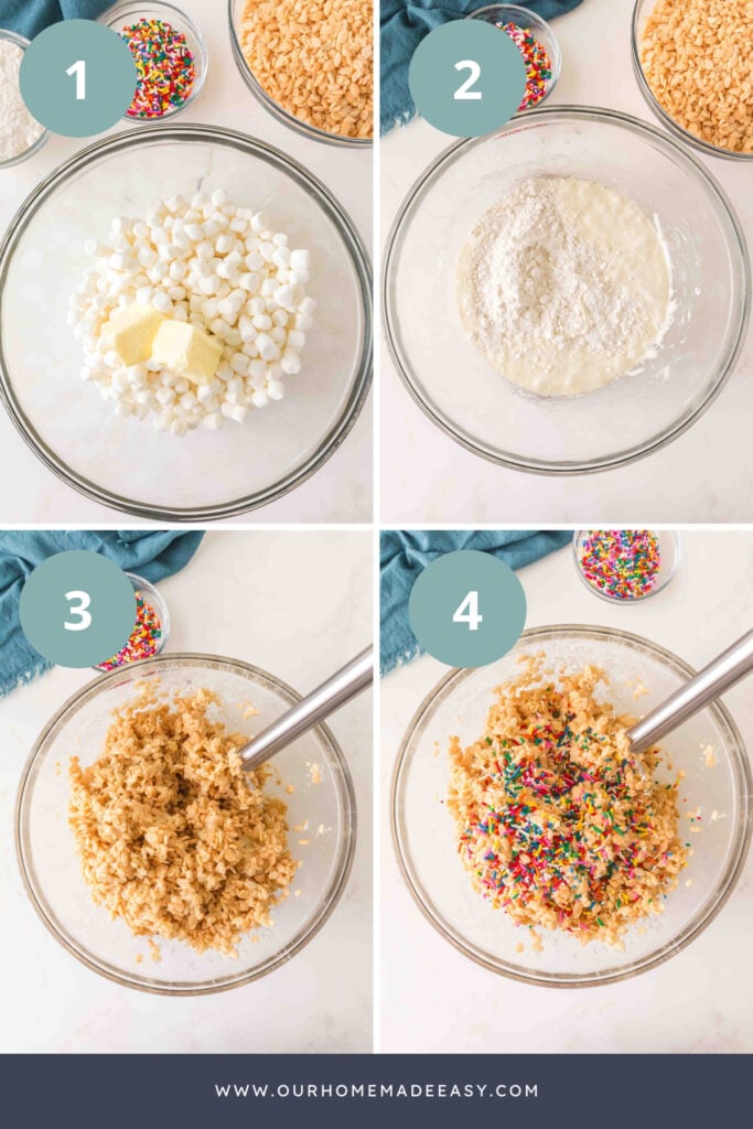 how to make cake batter rice krispies, no bake dessert