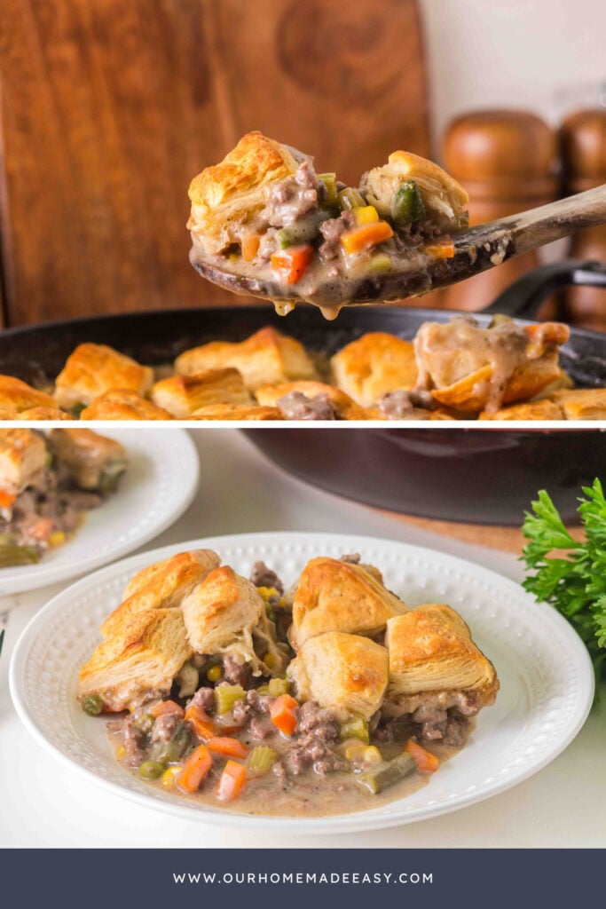 collage of finished pot pie