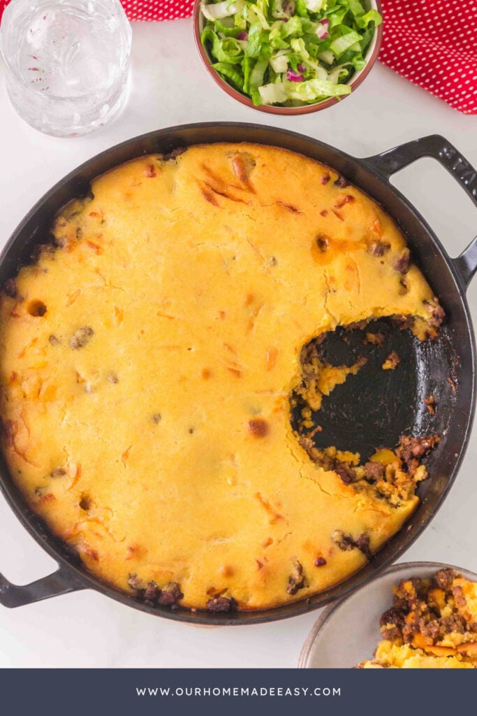 side salad with cast iron skillet casserole